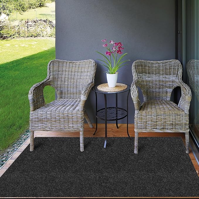 Ottomanson Commercial Scrape Rib Entry Mat – Heavy Duty Ribbed Floor Mat for High Traffic – Non Slip Rubber Back, Waterproof – Indoor Outdoor Use for Offices, Schools, Lobbies, 2' x 45', Black