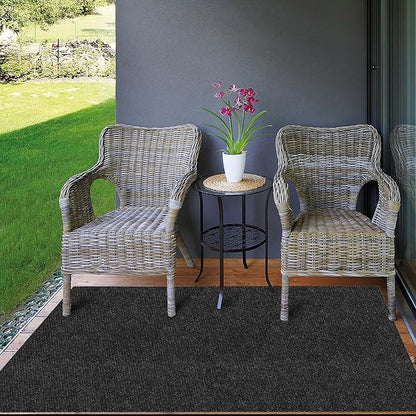 Ottomanson Commercial Scrape Rib Entry Mat – Heavy Duty Ribbed Floor Mat for High Traffic – Non Slip Rubber Back, Waterproof – Indoor Outdoor Use for Offices, Schools, Lobbies, 2'7" x 41', Black