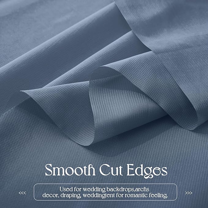 VACVELT Wedding Arch Draping Fabric Dusty Blue Chiffon, 2 Panels Sheer Drapes 30 Inch x 20ft Chiffon Backdrop Curtain Wedding Decor, Outdoor Sheer Drapery for Ceremony Party Ceiling