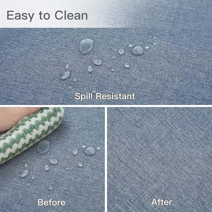 maxmill Linen Texture Tablecloth Water Resistant Antiwrinkle Spillproof Wipeable Washable Soft Fabric Table Cloth for Dining Room, Buffet Banquet Party Holiday, Rectangular 60 x 108 Inch, Demin Blue