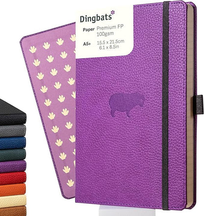 Dingbats* Wildlife Lined Writing Journal Notebook A5 - Vegan Leather Hardcover - Ideal for Work, Travel - Pocket, Elastic Closure, & Bookmark