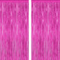2 Pack Hot Pink Party Decorations, 3.28 FT x 7.05 FT Hot Pink Backdrop, Metallic Rose Red Photo Backdrop Foil Curtains Tinsel Backdrop, Metallic Pink Party Decor Wedding Party Supplies