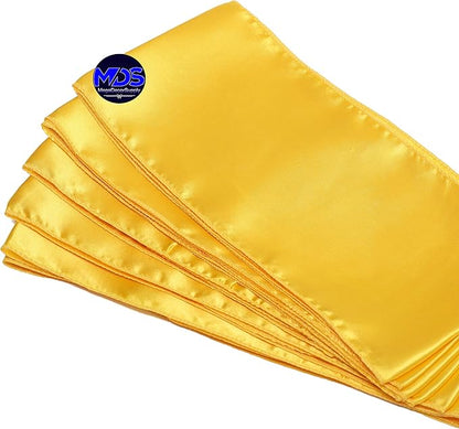 MDS Pack of 125 PCS Satin Chair Sashes Charmeuse Sateen Dining Chair Bows Ribbon Ties Back Sash for Wedding Party Birthday Home Hotel Restaurant Banquet Decoration (7 x 108 Inch, Yellow Gold)