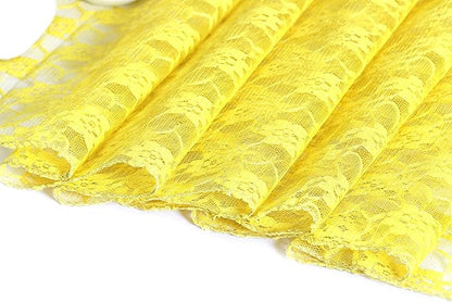 MDS Pack of 15 Wedding 12 x 108 inches Lace Table Runner for Wedding, Decorations for Birthday Parties, Banquets, Graduations, Engagements, and Runners fit Rectangle, Round Table- Yellow