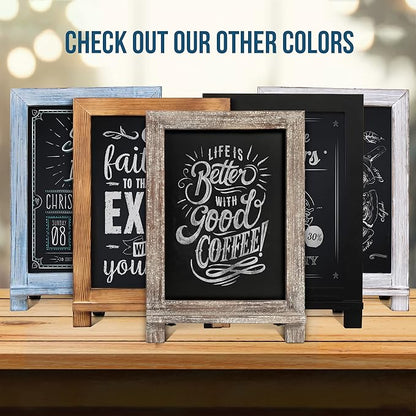HBCY Creations Rustic Wooden Tabletop Chalkboard with Legs/Vintage Wedding Table Sign/Small Kitchen Countertop Memo Board/Antique Wooden Frame (9.5” x 14” Inches) (5- Weathered Brown)