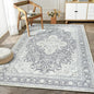 Bloom Rugs Washable Non-Slip 4' x 6' Rug - Charcoal Blue Traditional Medallion Area Rug for Living Room, Bedroom, Dining Room, and Kitchen - Exact Size: 4' x 6'