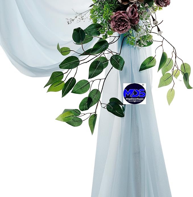 MDS Halloween Chiffon Draping Fabric - 2 Panel, 30" Wide x 100ft Long - Sheer Spooky Arbor & Canopy Drapery for Haunted House Backdrops, Party Ceilings, DIY Costumes & Themed Events - Baby Blue