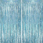 2 Pack Laser Light Blue Foil Fringe Curtains, Tinsel Streamers Birthday Party Decorations, Fringe Backdrop for Kids Birthday, Sea, Blue Theme Party