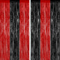 2 Pack Backdrop Curtains, 3.28 FT x 7.05 FT Black and Red Party Decor, Metallic Party Streamer Tinsel Foil Fringe Curtains, Foil Curtains Backdrop Halloween Decorations Party Supplies