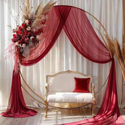 Burgundy Wedding Arch Draping Fabric 1 Panel 30'' x 20FT Burgundy Drapes Sheer Fabric Backdrop Curtains for Wedding Ceremony Birthday Party Bridal Shower Decoration
