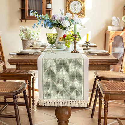 Table Runners 63 Inches,Waterproof Boho Table Runner with Tassel Fringe,Table Runner for Party Coffee Table