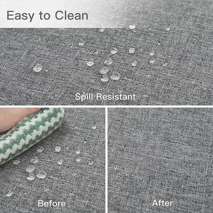 maxmill Round Linen Textured Tablecloth Spill-Proof Stainproof Wrinkle Free Washable Fabric Table Cloth for Circular Table Cover, Dining Room Buffet Banquet Parties Holiday Dinner, 70 Inch, Dark Grey