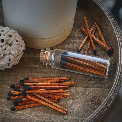 2" Classic White Tip Safety Matches | 6 Glass Bottles Each with Cork Top, Striker & 20 Matchsticks by Thankful Greetings (120+ Total) | Decorative Unique & Fun Artisan Set for Home, Gifts, & Events