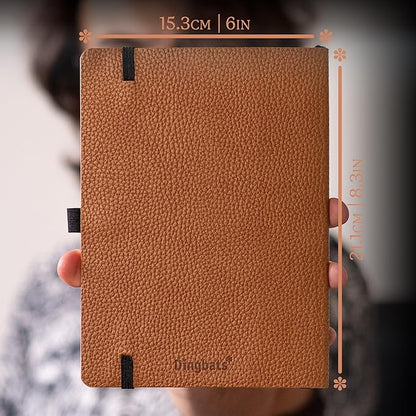Dingbats* Wildlife Dotted Journal Notebook A5 - Vegan Leather Soft Cover, Ideal for Work, Travel - Pocket, Elastic Closure, Bookmark