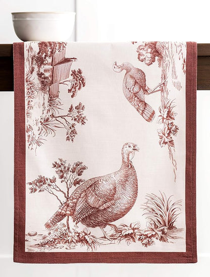 Maison d' Hermine Table Runner 100% Cotton Double Layer Table Runners 72 inches Long for Thanksgiving Christmas Decorations Home Kitchen Dining Party Wedding (Holy Jouy - Brown, 14.5" x 72")
