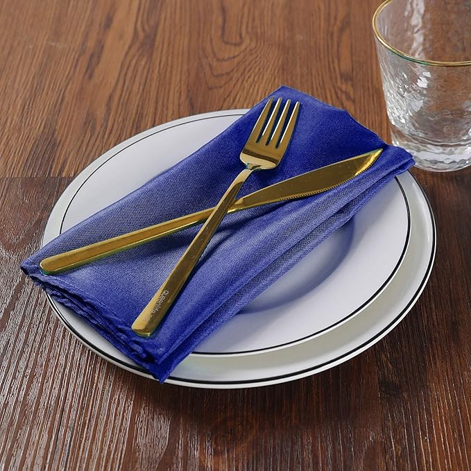 Cloth Napkins 17x17 inch Washable Polyester Dinner Napkins Soft Table Napkins for Wedding Party Dining Banquet(Royal Blue,100PCS)