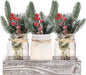 Christmas Mason Jars, Christmas Centerpiece Table Settings, Wood Tray with 3 Painted Jars, Dining Coffee Table Centerpiece, For Kitchen, Living Room, White Mason Jar Decor with Flowers