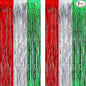 Red Silver Green Party Streamers - GREATRIL Christmas Tinsel Backdrop for Xmas Winter Italian Elf Themed Parties Decorations - 2 Packs