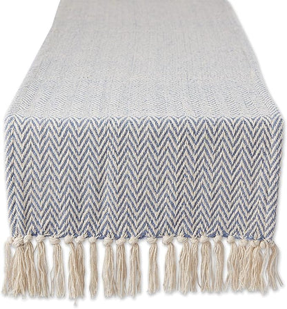 DII Woven Basic Tabletop Collection, Chevron Table Runner, 15x72, Stone Blue