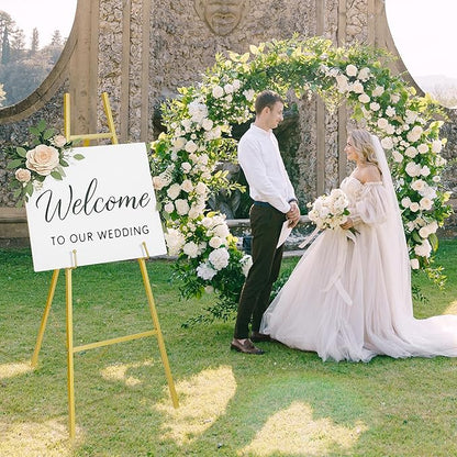 ARTASY 57" Gold Easel Stand for Wedding Signs, Posters, Portable Artist Easel for Painting Canvas, Display Easel for Home and Office