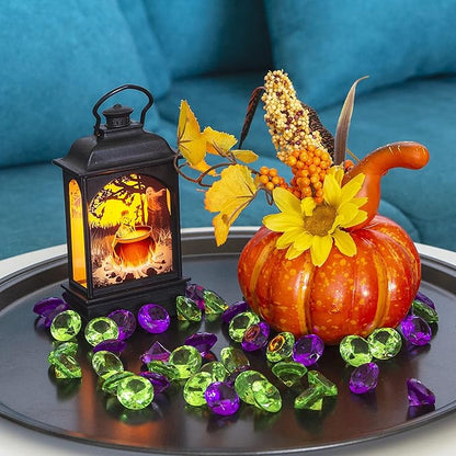 HappyFiller Fall Thanksgiving Decoration 720 Pcs Purple Acrylic Diamonds Gems,Wedding Diamond Confetti Party Favor,Table Scatters,Treasure Gemstones,Floral Home Centerpieces,Mix 0.8" and 0.4"