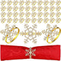 Patelai 48 Pieces Snowflake Napkin Rings Thanksgiving Christmas Napkin Holders Exquisite Household Rhinestone Napkin Rings Set for Christmas Wedding Dinner Party Table Decoration (Gold)