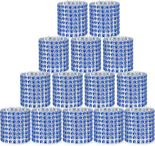Blue Napkin Rings Bulk Set of 150pcs,Wedding Diamond Crystal Rhinestone Napkin Rings Adornment for Wedding Reception, Dinner, Place Settings, Holiday Parties or DIY Decoration (150,Blue)