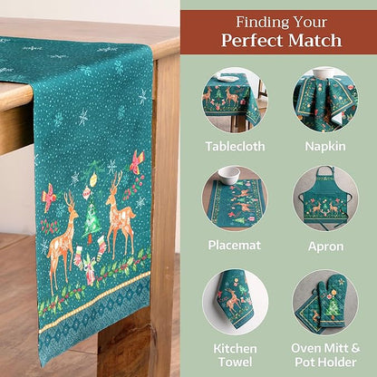 Maison d' Hermine Table Runner 100% Cotton Single Layer Table Runners 72 inches Long for Thanksgiving Christmas Decorations Home Kitchen Dining Party Wedding (Hygge Christmas, 14.5" x 72")