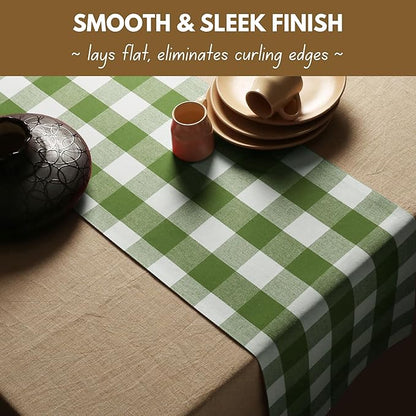 Native Fab Table Runner Buffalo Check Plaid 100% Cotton - 13x108 Inches Kitchen Dining Table Decoration for Indoor Outdoor Farmhouse Home Party Decor - Mint Green and White