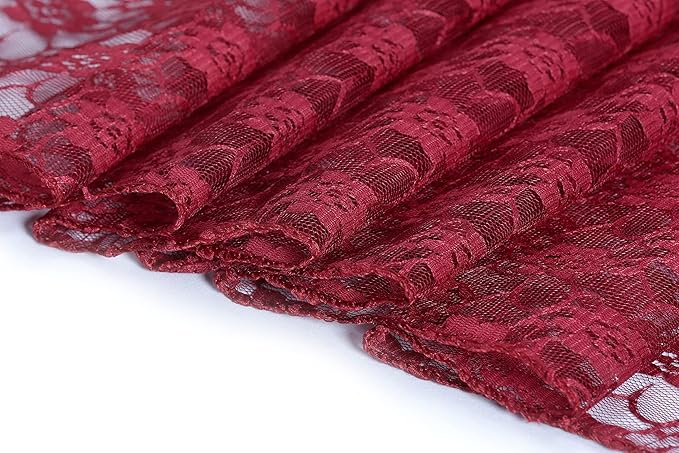 MDS Pack of 25 Wedding 12 x 108 inches Lace Table Runner for Wedding, Decorations for Birthday Parties, Banquets, Graduations, Engagements, and Runners fit Rectangle, Round Table- Maroon