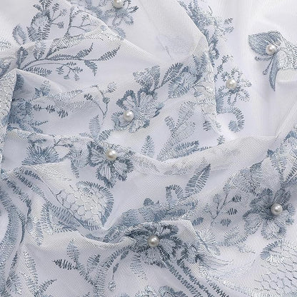 VISIONTEX White Sheer Voile Curtains, Decorative Blue Embossed Butterflies Rod Pocket Window Drapes for Home Kitchen, Living Room and Bedroom 54 x 63 Inch, Set of 2 Curtain Panels
