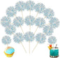 Ephlyn 30Pcs Foil Firework Cupcake Toppers Sparkle Tinsel Cupcake Picks Drink Stirrers Cocktail Food Fruit Toothpicks for Baby Shower Graduation Party Supplies White
