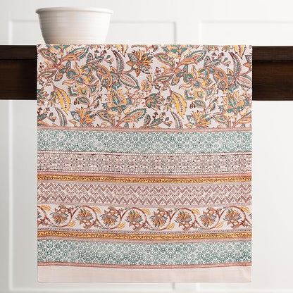 Maison d' Hermine Table Runner 100% Cotton Single Layer Table Runners 108 inches Long for Thanksgiving Christmas Decorations Home Kitchen Dining Party Wedding (Nila, 14.5" x 108")