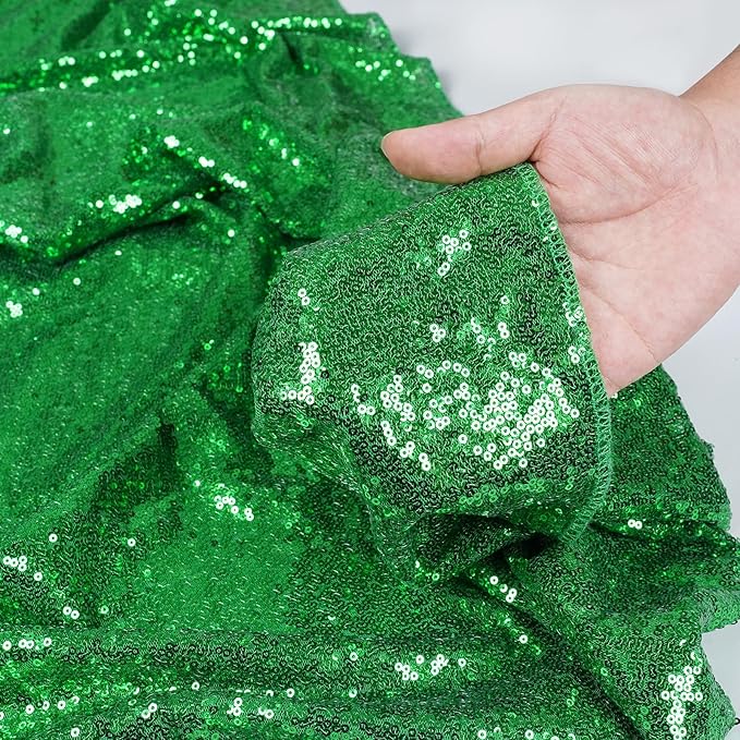 Poise3EHome Green Sequin Backdrop Curtain, 10Ft x 10Ft Green Glitter Backdrop Curtains, Sequence Xmas Thanksgiving Backdrop Drapes for Wedding Party Festival Decor