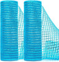 Ribbli 2 Rolls Turquoise Blue Mesh Ribbon,10 inch x 30 feet(10Yard) Each Roll,Metallic Turquoise with Blue Foil,Use for Wreath Swags and Christmas Decoration