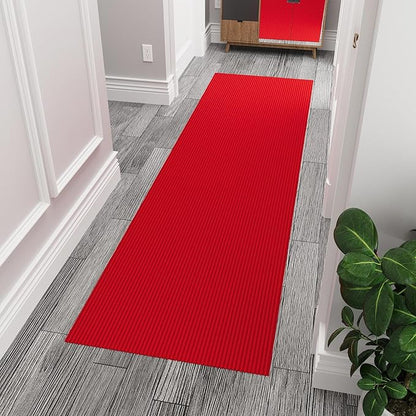 Ottomanson 3'11" x 8' Hallway Runner with Scraper Pile Extra Durable Non-Slip Rug Mat for Indoor & Outdoor Use - Ideal for Kitchen, Entryway, Patio & Garage - High-Traffic Carpet, Red