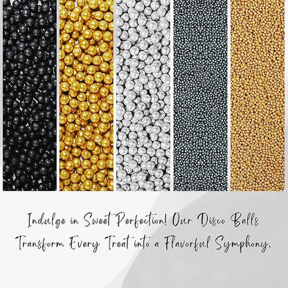 Confect Edible Galaxy Sprinkles | Sprinkles for Cakes & Cupcakes Decoration | pack of 5 Mix Black, Champagne Gold, Sliver, Grey & Golden Pearl | Vegan, Gluten-Free, Nut-Free, Soy-Free, Dairy-Free, Palm Oil-Free- 5 Oz