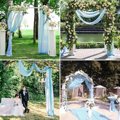 4 Panels Wedding Arch Draping Fabric 28" x 20Ft Chiffon Wedding Arch Drapes Chiffon Fabric Drape Sheer Backdrop Curtain for Weddings Party Ceremony Birthday Reception Backdrop Ceiling Décor(Baby Blue)