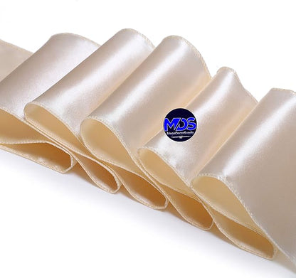 MDS Pack of 300 PCS Satin Chair Sashes Charmeuse Sateen Dining Chair Bows Ribbon Ties Back Sash for Wedding Party Birthday Home Hotel Restaurant Banquet Decoration (7 x 108 Inch, Cream)