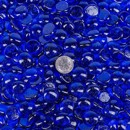 Galashield Flat Glass Marbles for Vases Cobalt Blue Glass Gems Beads Pebbles Vase Filler (5 LBS, Approx. 540 PCS)
