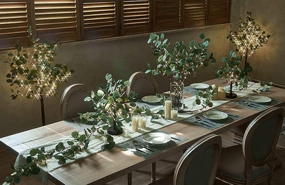 LITBLOOM Lighted Eucalyptus Branches 24IN 36 LED with Timer Battery Operated Lit Artificial Greenery for Wedding Party Home Spring Decoration Indoor Outdoor