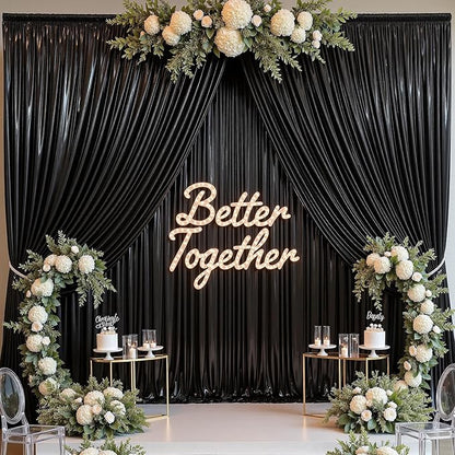 30ftx10 ft Black Glitter Sequin Backdrop Curtain for Parties, Wrinkle Free Sparking Backdrop Drapes, 6 Panels 5x10ft Shimmer Photo Back Drop Cloth for Wedding Birthday Photography Background