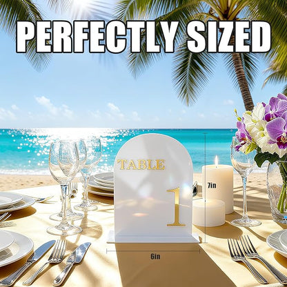 Arch Wedding Table Numbers 1-10 with Stands, 5" X 7" Double Sided Acrylic Wedding Sign Holders, Durable Non-Fading Table Number for Wedding Reception, Events, and Centerpieces