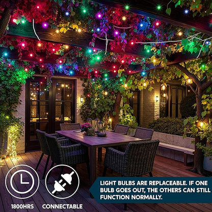 Joiedomi Christmas String Lights Indoor,100 Count Mini Multicolor Light with 21.4 FT White Wire,Lighting Decor for Patio Dorm Classroom Bedroom Holiday Wedding Party Garland Birthday Festival