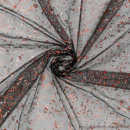 Artoid Mode Black Red Gold Gauze Table Runner 120 Inch 10FT, Glitter Metallic Foil Sheer Dining Wedding Anniversary Holiday Table Decor for Home Party