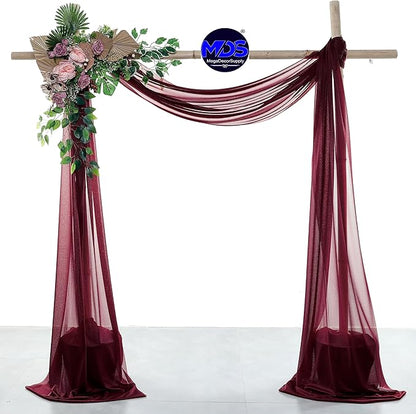 MDS Halloween Chiffon Draping Fabric - 2 Panel, 30" Wide x 40ft Long - Sheer Spooky Arbor & Canopy Drapery for Haunted House Backdrops, Party Ceilings, DIY Costumes & Themed Events - Burgundy