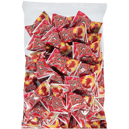 Ring Pop Red Halloween Candy Lollipops, 30 Ct Bulk Individually Wrapped in Red Cherry Flavor, Full Size, Fun Hard Candy For Birthday, Party Favors, Trick or Treat, Halloween Bowls, Gifts For Kids