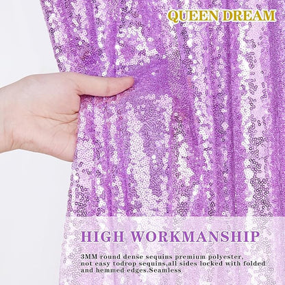 Backdrop Curtains Light Purple Sequin Photo Background Drapes 6 Pieces 2ftx8ft Glitter Lavender Fabric Wedding Party Decor
