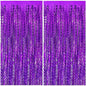 2 Pack Purple Backdrop Tinsel Foil Fringe Curtains Sparkle Metallic Wavy Foil Fringe Backdrop Curtain Photo Booth Props for Halloween Party Decorations Birthday Graduation Bachelorette