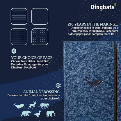 Dingbats* Wildlife Lined Writing Journal Notebook A5 - Vegan Leather Hardcover - Ideal for Work, Travel - Pocket, Elastic Closure, & Bookmark